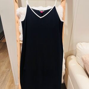 Vince Camuto Black Maxi Slip Dress with White Trim